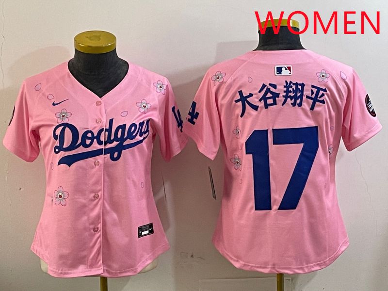 Women Los Angeles Dodgers 17 Ohtani Pink Sakura Edition 2025 Nike MLB Jersey style 1